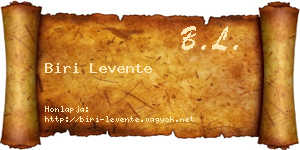 Biri Levente névjegykártya